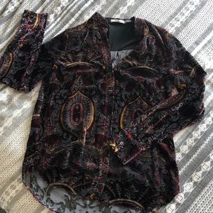 SALE Alice + Olivia Eloise Sheer Velvet Top Sz Sm